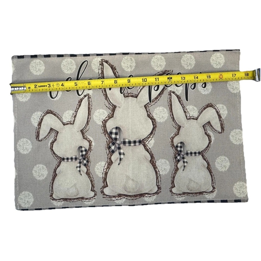 Easter Placemats Set of 6 Farmhouse Bunny Spring Table Decor Gingham Floral - Picture 2 of 8